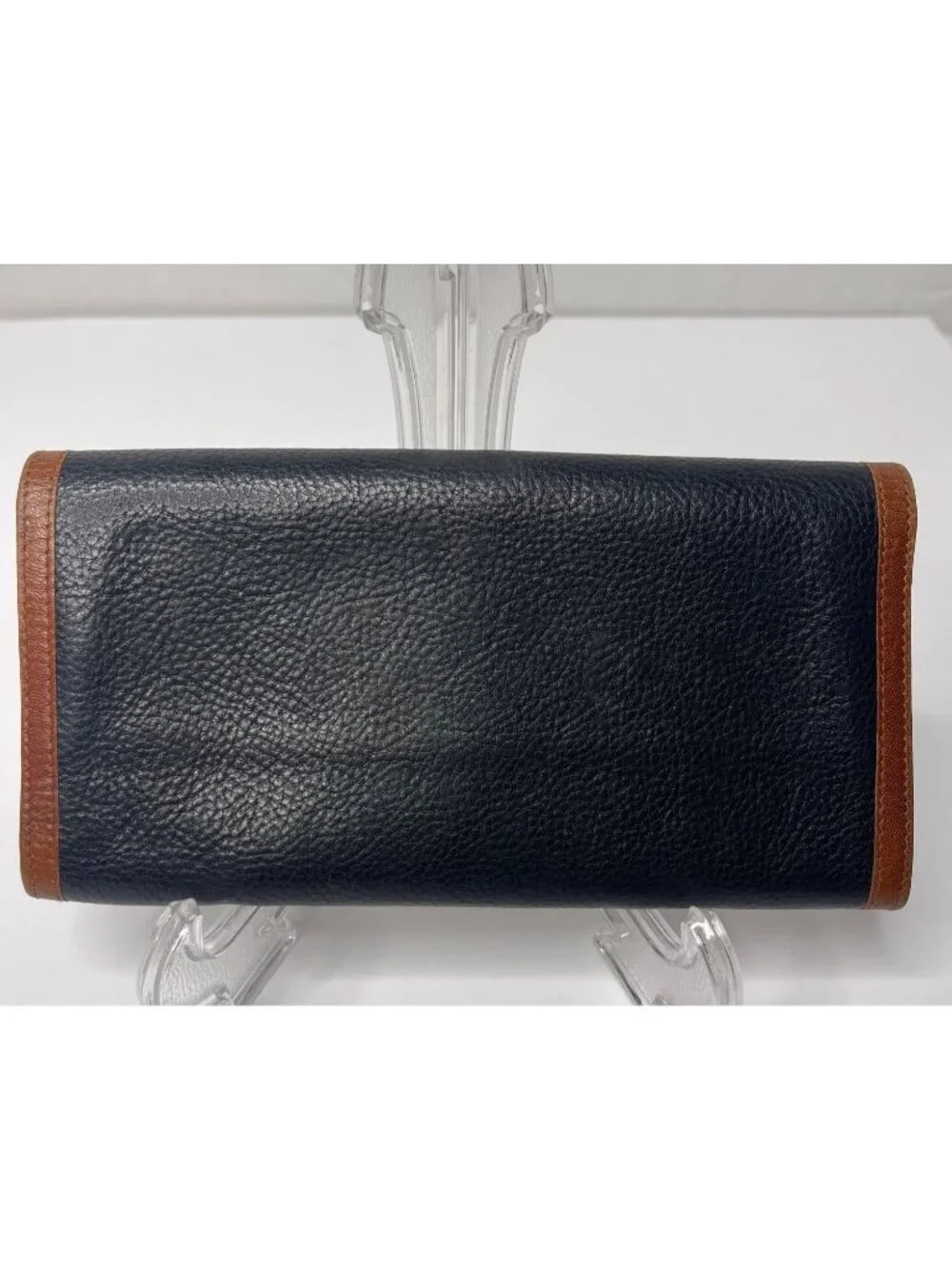 Bally Black & Brown Women's Leather Wallet Tri-Fold Snap Closure Pebbled 7.5X4
